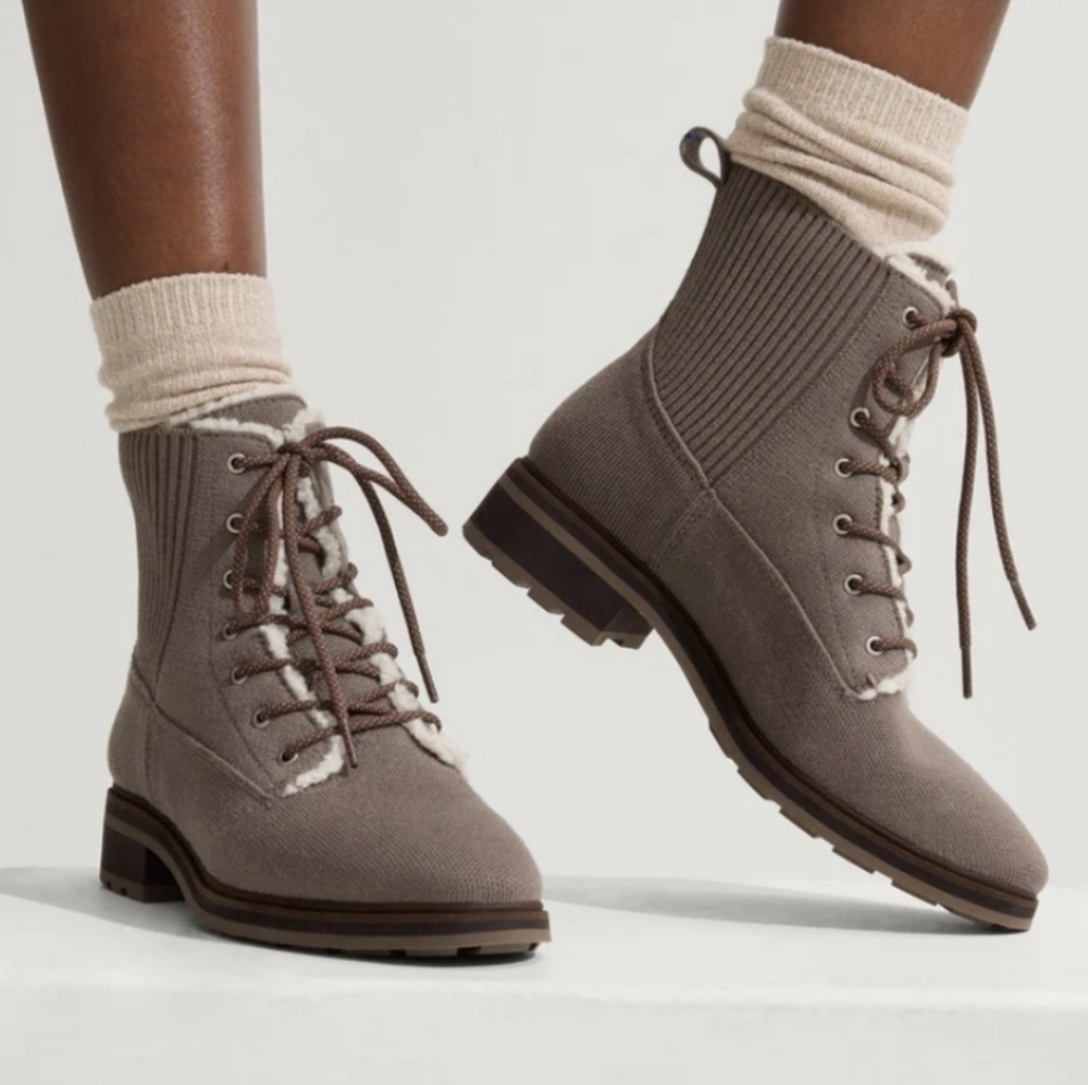 Rothy's Taupe Lace Up Boots